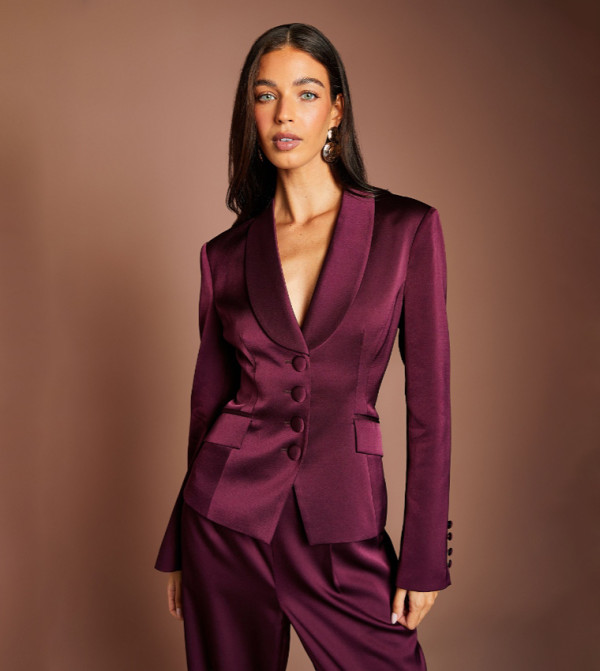 Satin Lapel Collar Blazer