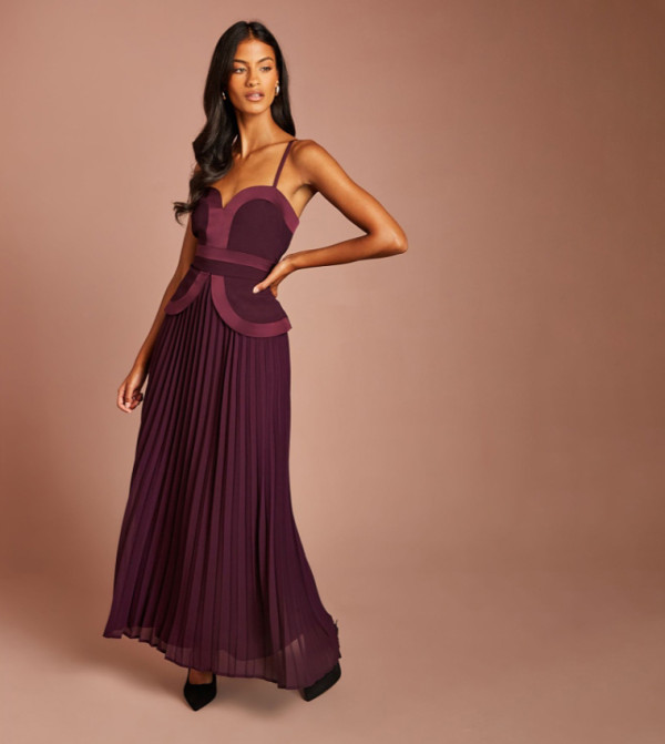 Petite Strappy Crepe Maxi Party Dress