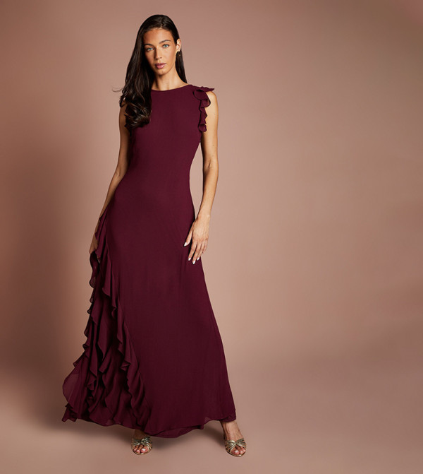 Honoured Ruffle Georgette Maxi Bridesmaid Dress