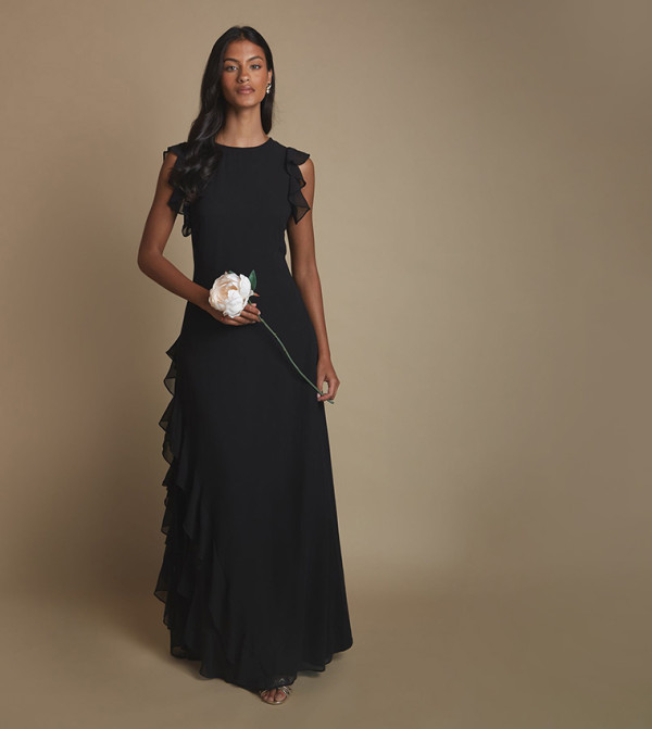 Petite Ruffle Georgette Maxi Bridesmaid Dress