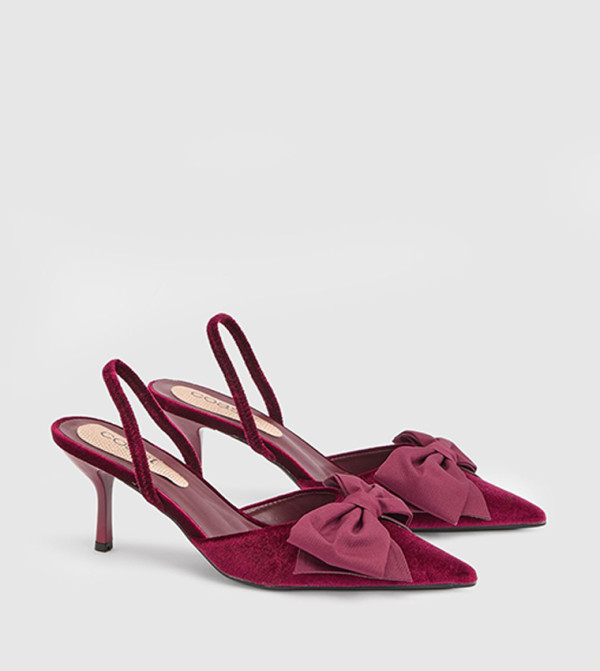Lina Velvet Slingback Bow Detail Medium Stiletto Heel Pumps