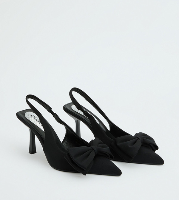 Bessy Bow Detail Slingback Satin Pumps