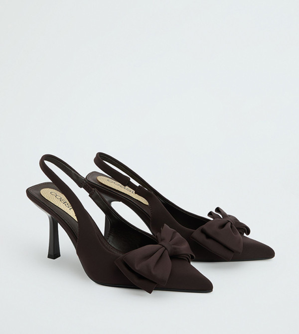 Bessy Bow Detail Slingback Satin Pumps