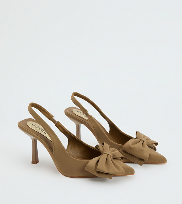 Bessy Bow Detail Slingback Satin Pumps