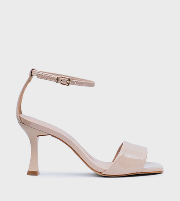 Solid Ankle Strap Heeled Sandals