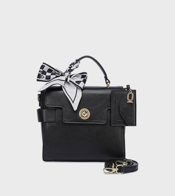 Scarf Detail Flap Top-Handle Bag