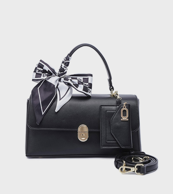Scarf Detail Top-Handle Bag