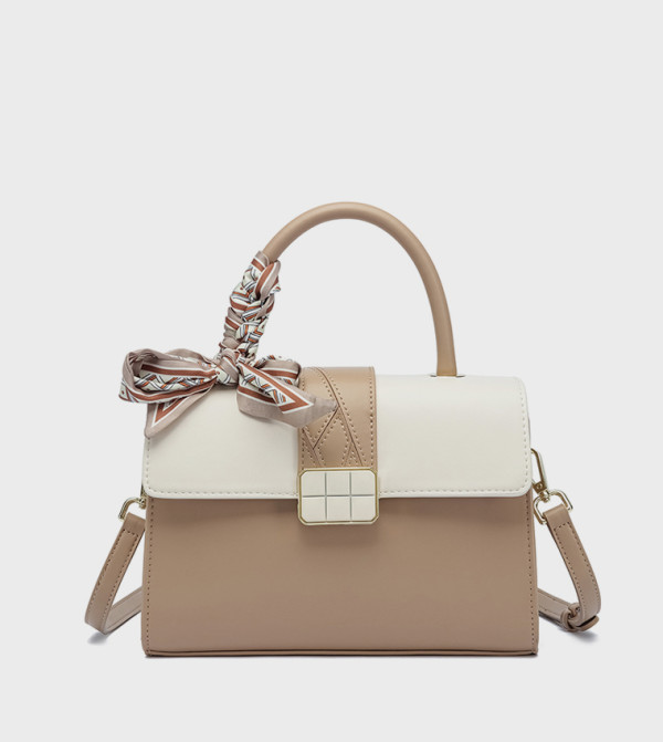 Scarf Detail Top Handle Bag
