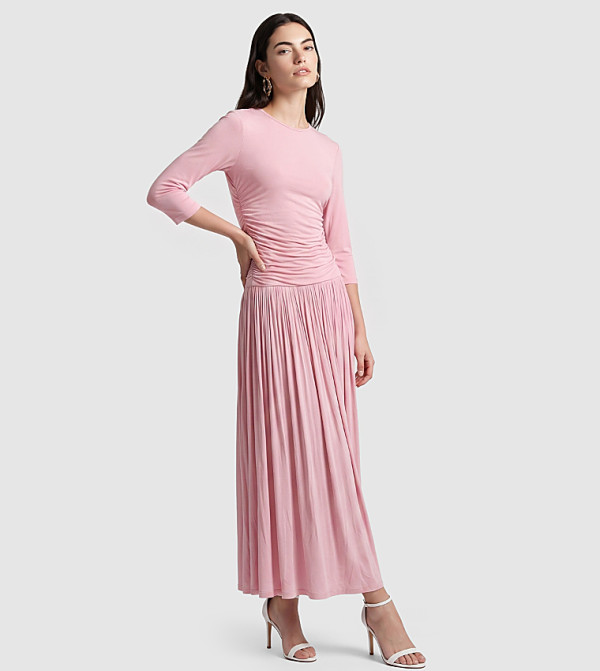 Solid Ruched Midaxi Dress