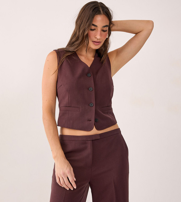 Tailored Boxy Button Through Waistcoat