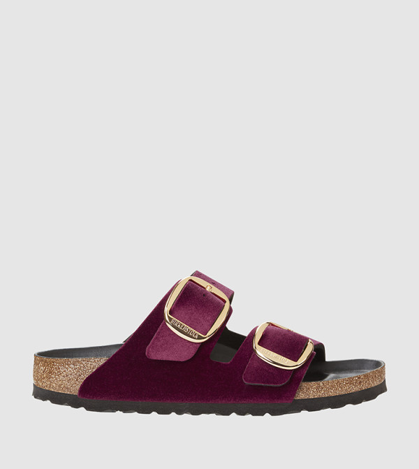 Arizona Big Buckle Textile Velvet Maroon - Narrow Fit