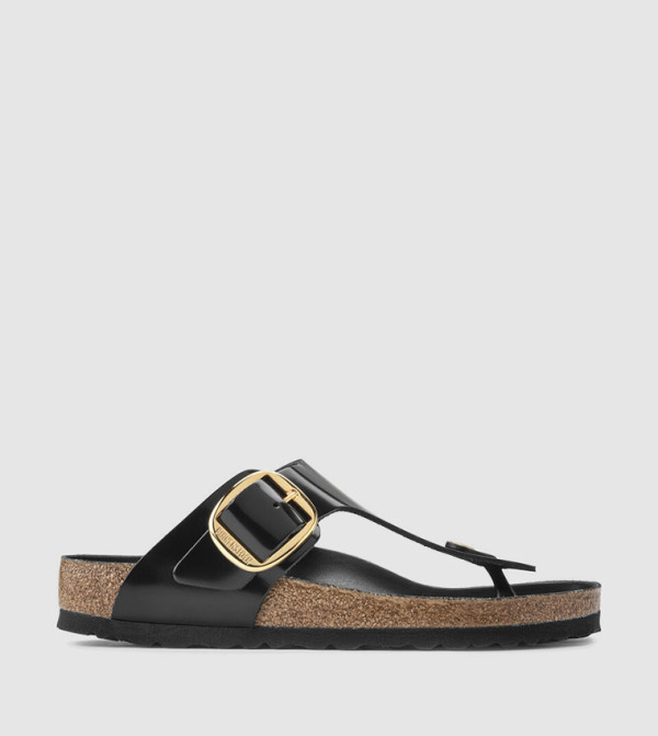 Gizeh Big Buckle Natural Leather Slides