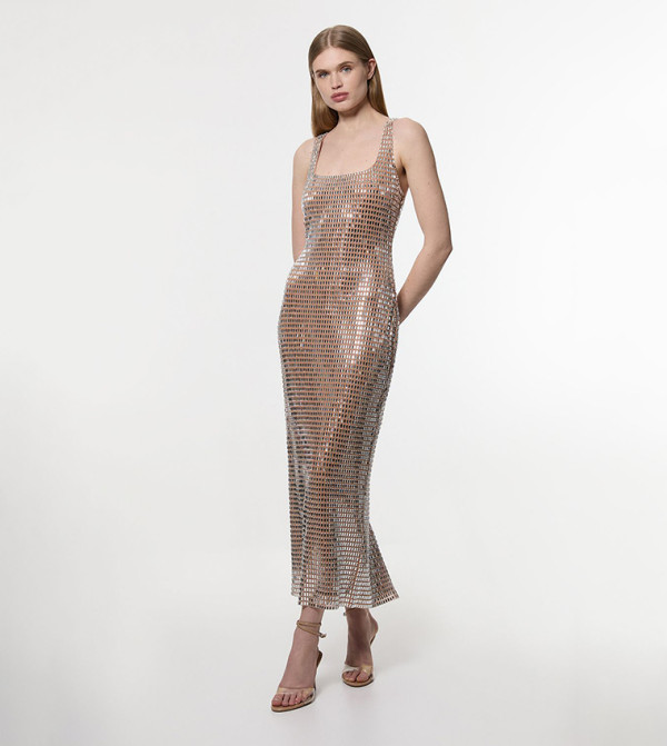 Premium Crystal Embellished Midi Dress