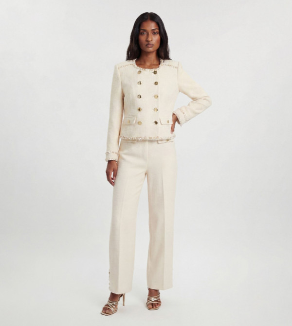 Tweed Embellished Trim Tailored Jacket