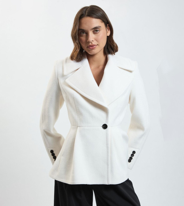 Wool Peplum Long Sleeves Coat