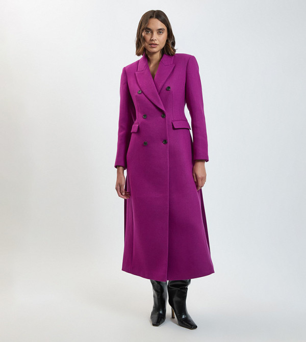 Petite Wool Double Breasted Tailored Maxi Coat