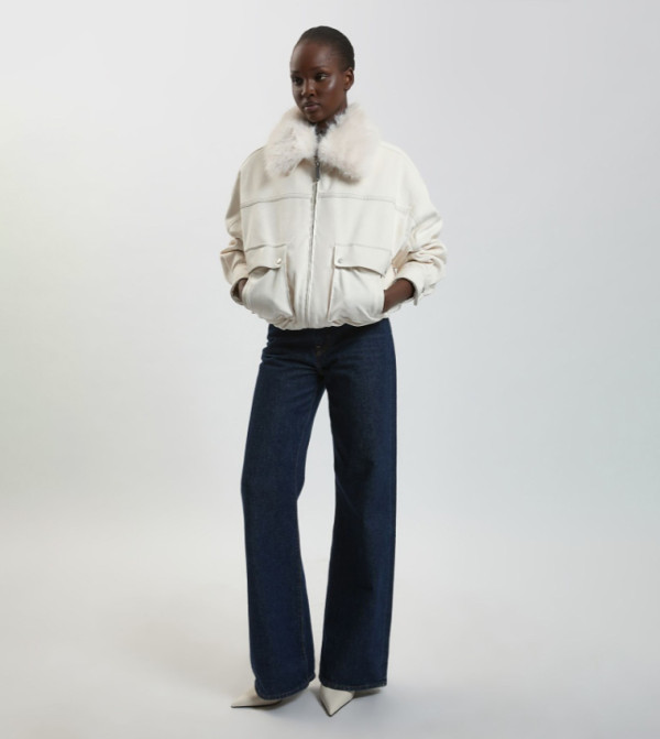 Faux Leather Bomber Jacket