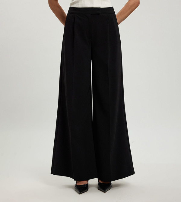 Compact Viscose Tailored Wide Leg Trousers