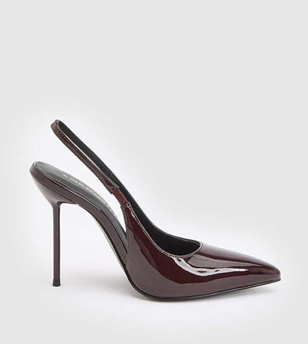 Glossy Leather Slingback Pumps