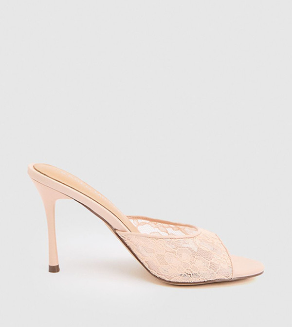 Lace Peep Toe Heeled Sandals