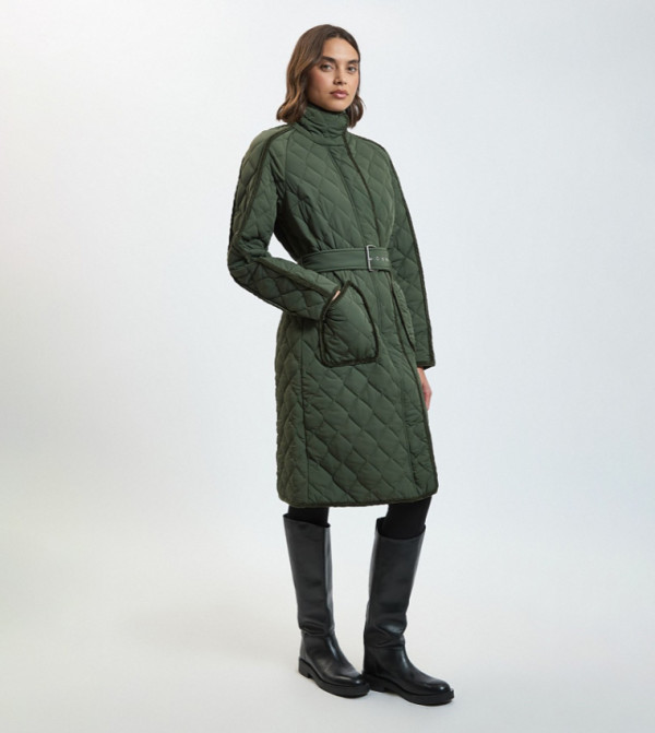 Quilted Tipped Long Sleeves Coat
