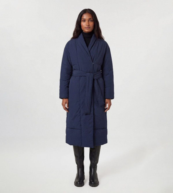 Padded Belted Midi Overcoat