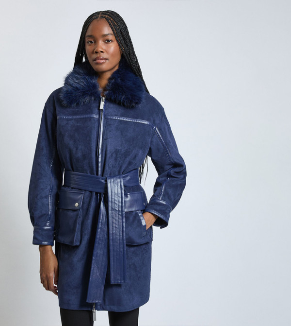 Faux Leather Longline Bomber Jacket
