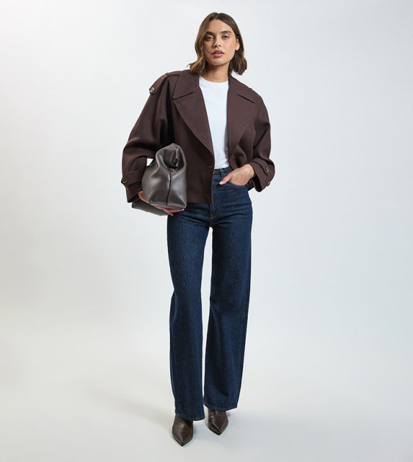 Wool Blend Double Breasted Coat