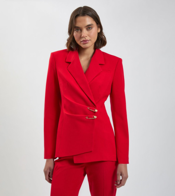 Trim Detail Tailored Single Breasted Blazer