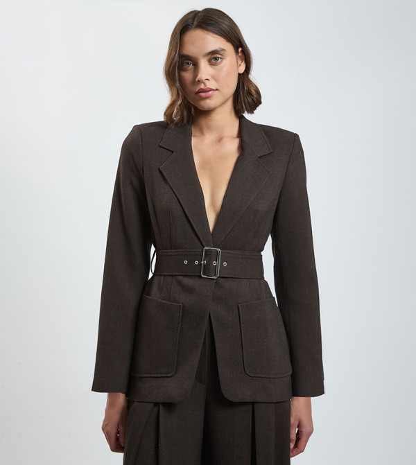 Tailored Double Breasted Belted Blazer