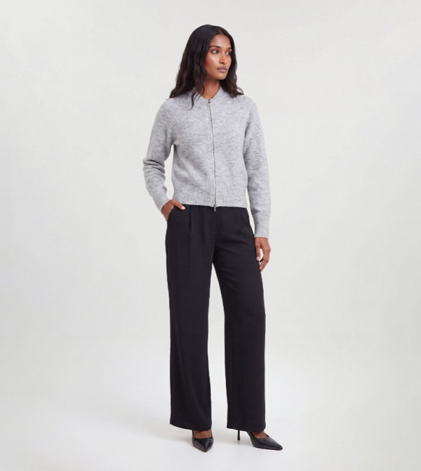 Wool Blend Cosy Knit Bomber Jacket