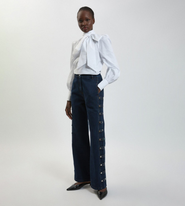 Military Paneled Straight Fit Jeans