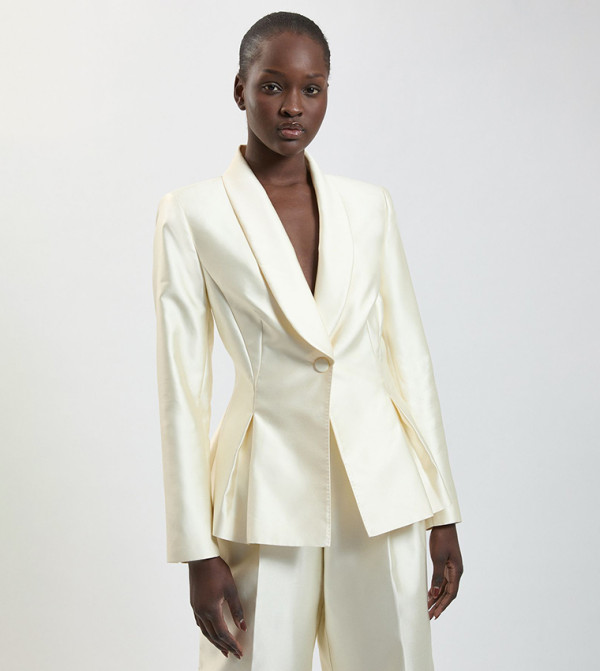 Satin Twill Single Breasted Blazer