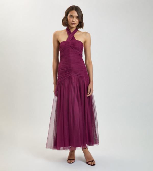 Halterneck Tulle Maxi Dress