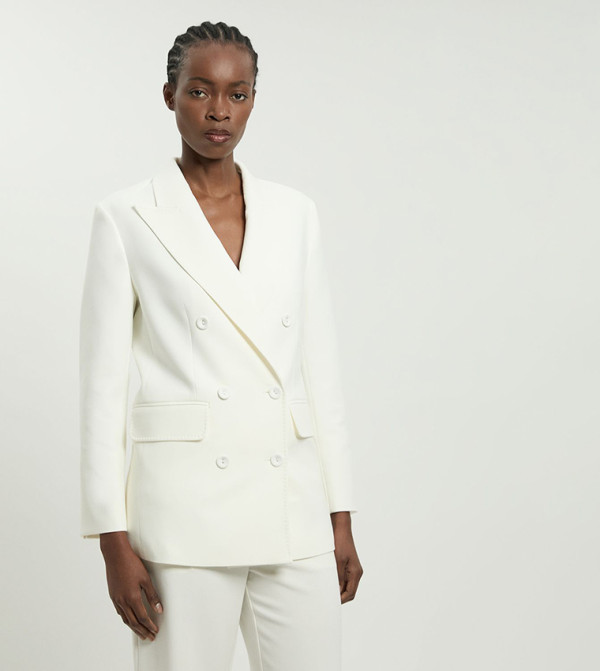 Petite Tailored Double Breasted Ruched Sleeves Blazer