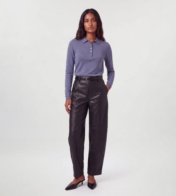 Viscose Blend Knitted Collared Sweater