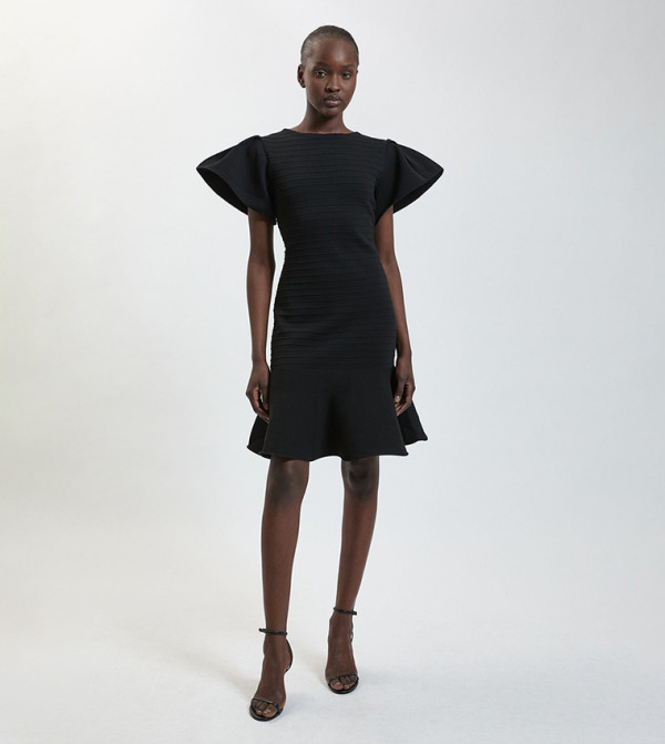 Ruffle Detail Viscose Knitted Mini Dress