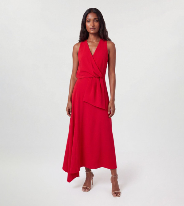 Soft Tailored Drape Midi Dress