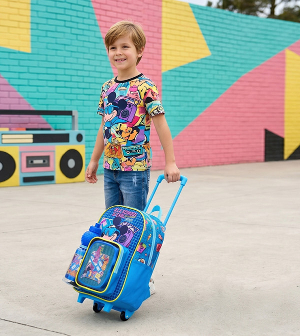Mickey Print 3-in-1 Trolley Backpack Set - 13"