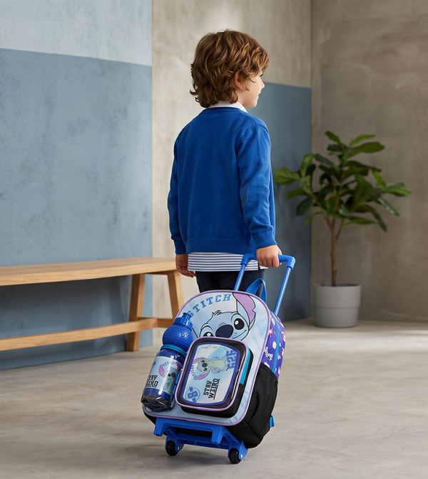 Stitch Print 3-in-1 Trolley Backpack Set - 13"