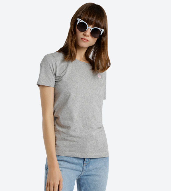 Logo Embroidered Short Sleeve T-Shirt - Grey BP L1365