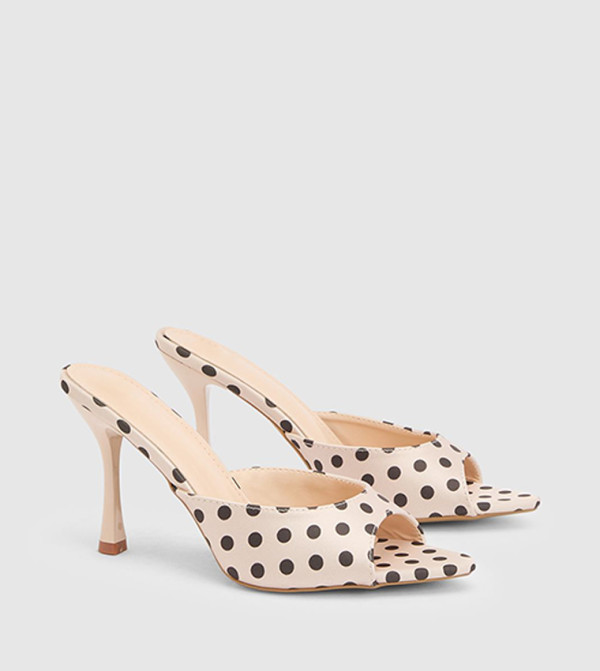 Polka Dots Faux Leather Stiletto Heeled Sandals