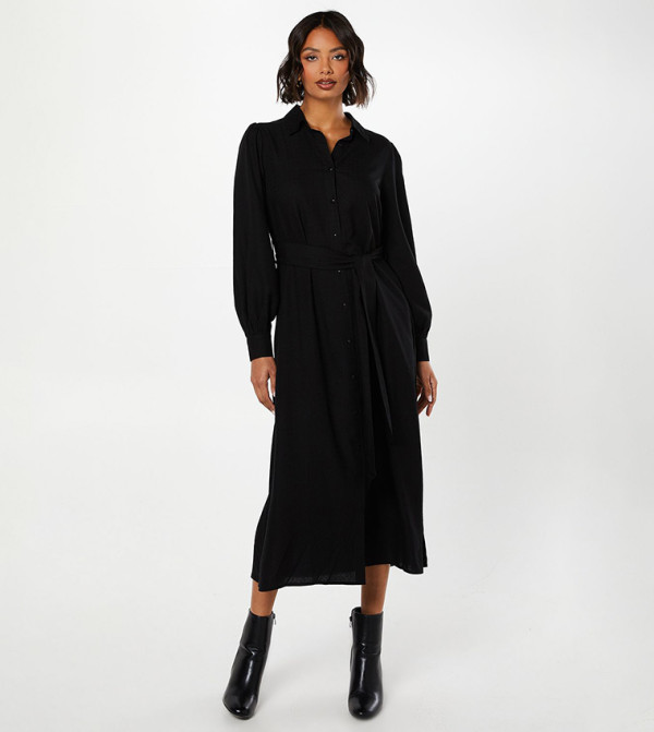 Jacquard Midi Shirt Dress