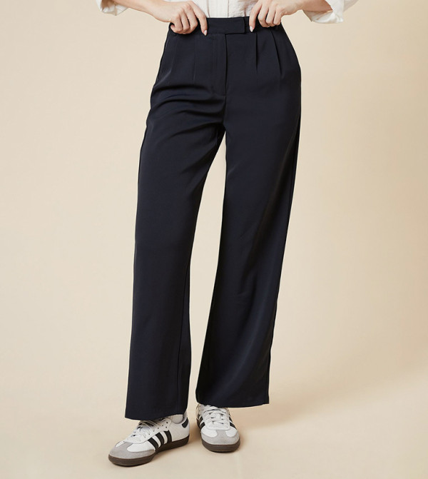 High Waist Straight Fit Formal Trousers