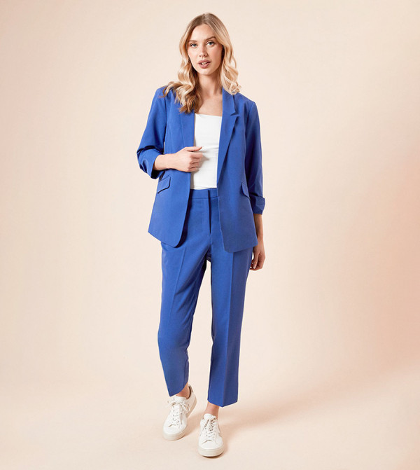 Ruched Sleeves Single Breasted Blazer