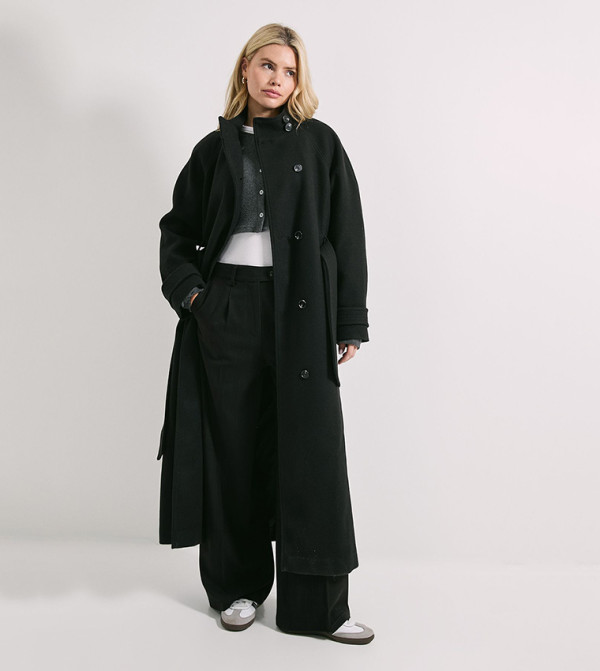 Classic Midi Funnel Neck Coat