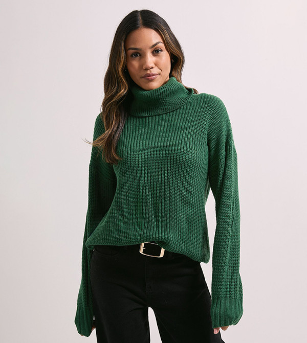 Ribbed Roll Neck Sweater