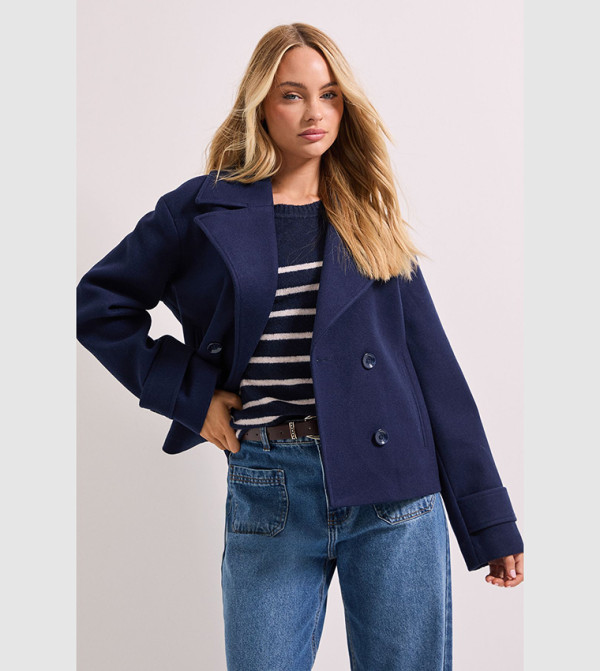 Cuff Detail Wide Collared Jacket