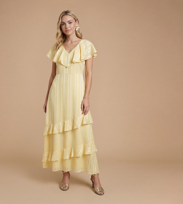 DP Luxe Cape Ruffle Midaxi Dress