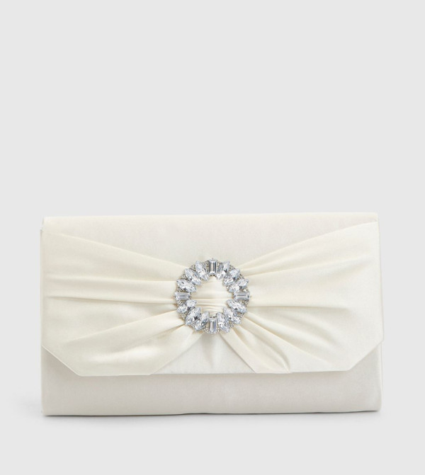 Tyla Diamante Trim Satin Clutch Bag